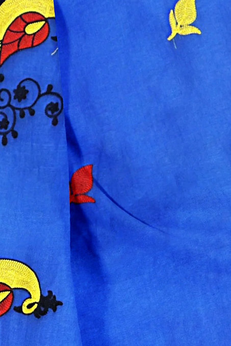 Blue Blended Cotton Mayuri Hand Hand Loom Saree (1113)